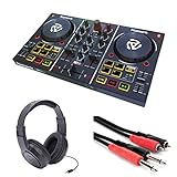 Numark Party Mix DJ Controller with Built-In Sound Card & Light Show, and DJ Software & Samson SR350 Headphones + Stereo Interconnect Cable