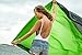 Sand Free Compact Outdoor Beach / Picnic Blanket- Huge-9’ x 10’ For 7 Adults- Best Mat For Festivals & Hiking-Very Soft & Quick Drying Ripstop Nylon- 5 Weightable Pockets (Green Middle)