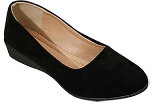Ctreela Women's Dressy Casual Wedge Pumps Low Heel Cozy Slip On Wedges Versatile Closed Toe Work Formal Work Shoes