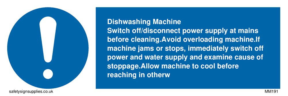 Pack of five - Dishwashing Machine Rules Sign - 150x50mm - L15