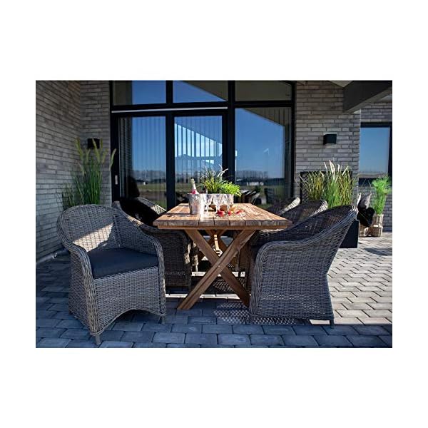 Muline Teak Gartentisch 90x200 Teakholz massiv Tisch Garten Beistelltisch Holz – Bild 5