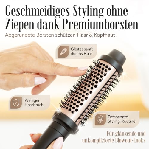 Thermal Brush [Test Winner 1.1] Anti-Frizz Straightening Brush Blowout without Hot Air for All Hair Types - Round Brush Styling Brush Short Hair Curling Brush Heat Brush Thermal Brush Hot Brush 120