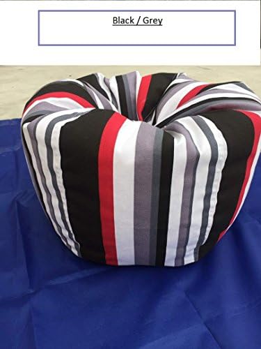 Bean Bag Chair Extreme Sturdiness Premium Quality Colorful Striped Canvas Fabric, Large Storage Capacity For Soft Toys, Towels, Blankets, Extra Sheets,good choice for gift (black/grey)canvas tote bag
