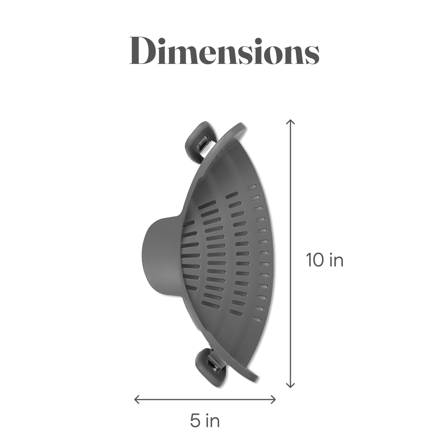 Kitchen Gizmo Snap N' Strain - Silicone Pasta Strainer Clip-On for Pots and Pans - Heat Resistant Colander for Vegetables and Noodles - Kitchen Gadgets for Cooking - Space-Saving Design - Gray
