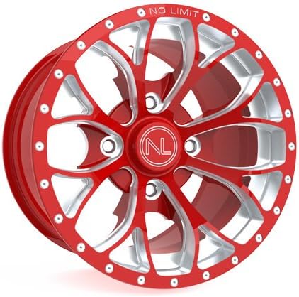 No Limit AJ1003PB 12x6 Venom ATV Wheel in Positive Bullet Style for Honda, Yamaha, Kawasaki Brutforce - Red