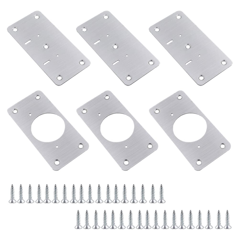 6 Pcs Stainless Steel Cabinet Hinge Repair Kit with 36 Pcs Fixing Screw for Kitchen, Wood Furniture, Wardrobe, Window, Drawer, Cupboard Door