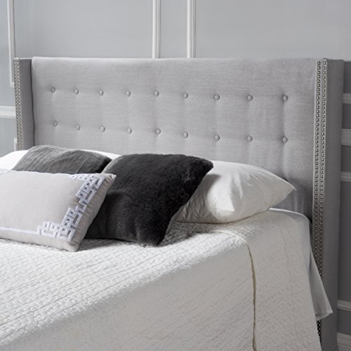 Christopher Knight Home Kendrah Fabric Headboard, King / Cal King, Light Grey
