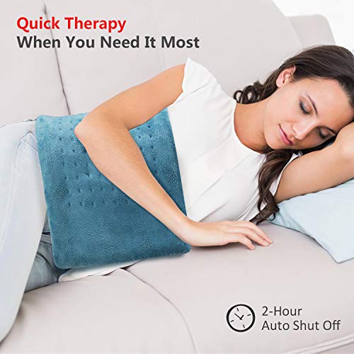 Schiara XL Electric Heating Pad for Back Pain - Moist or Dry Heat Therapy for Neck and Shoulders Pain Relief or Cramps - Fast Heating Extra Large [12"x24"] - Auto Shut Off