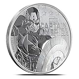 2019 TV Tuvalu 1 oz .9999 Fine Silver $1 Marvel Series Captain America™ Acrylic Capsule Included $1 Brilliant Uncirculated