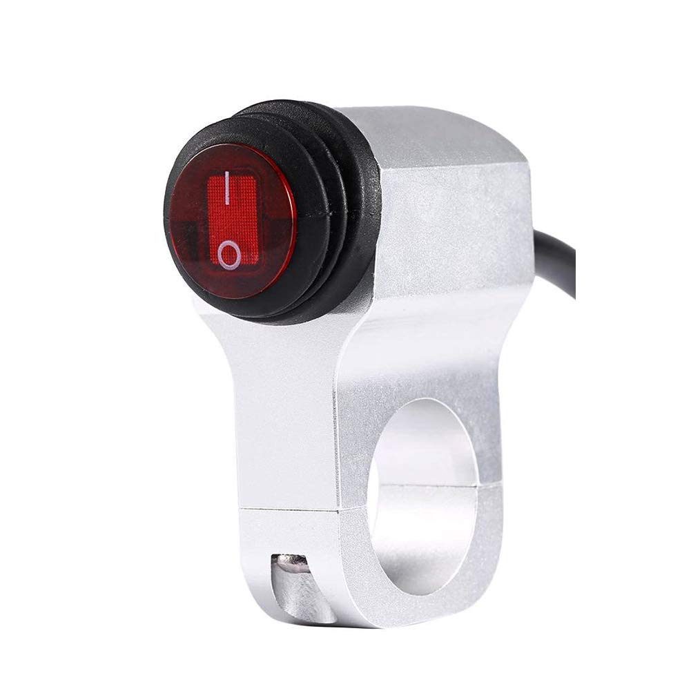 Yosoo 12V 16A Switch Waterproof Adapter Light Bulbs Fog Lights for Atv Motorbike Handlebar, On/Off, Silver