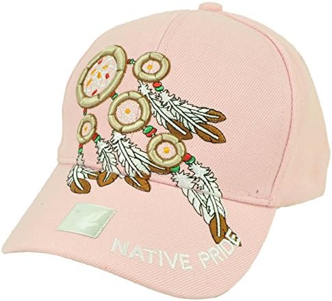 Native Indian American Pride Dream Catchers Symbol Feather Pink Hat Curved Bill