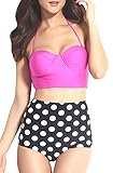 MRo Women's Halter High Waist Padded Bra Push up Bikini Set Swimsuit