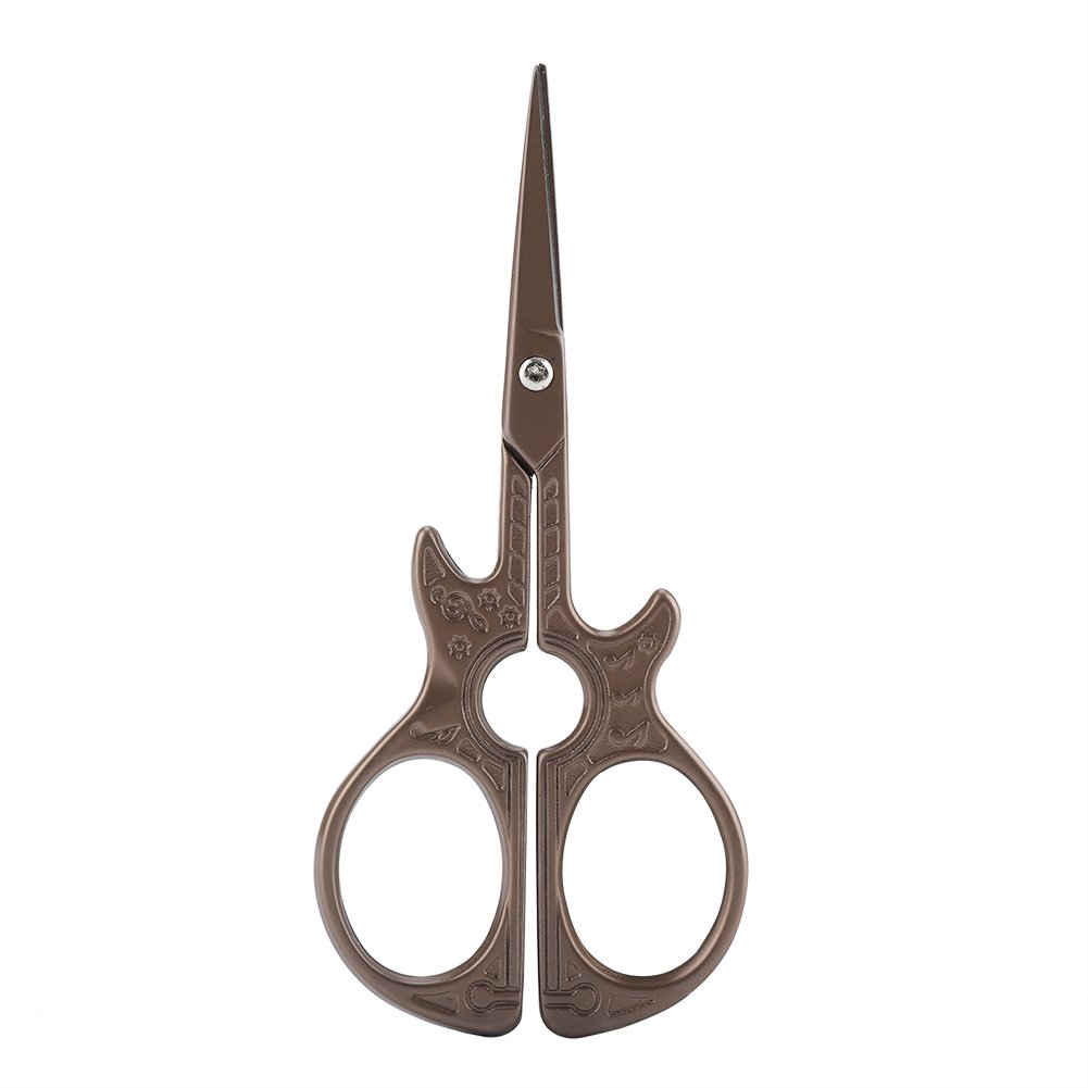 Retro Brown Scissors, Vintage Stainless Steel Classic Guitar Model Scissors for DIY Craft Tools Sewing Craft Office Classroom (#2), Other Sewing and Embroidery Accessories