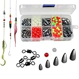 thkfish Carolina Rig Texas Rig Bass Fishing Bullet Weights for Fishing Sinkers Hooks Rolling Barrel Fishing Swivels Beads Ring with Plastic Box Texas and Carolina Rig DIY KIT 339pcs/389pcs