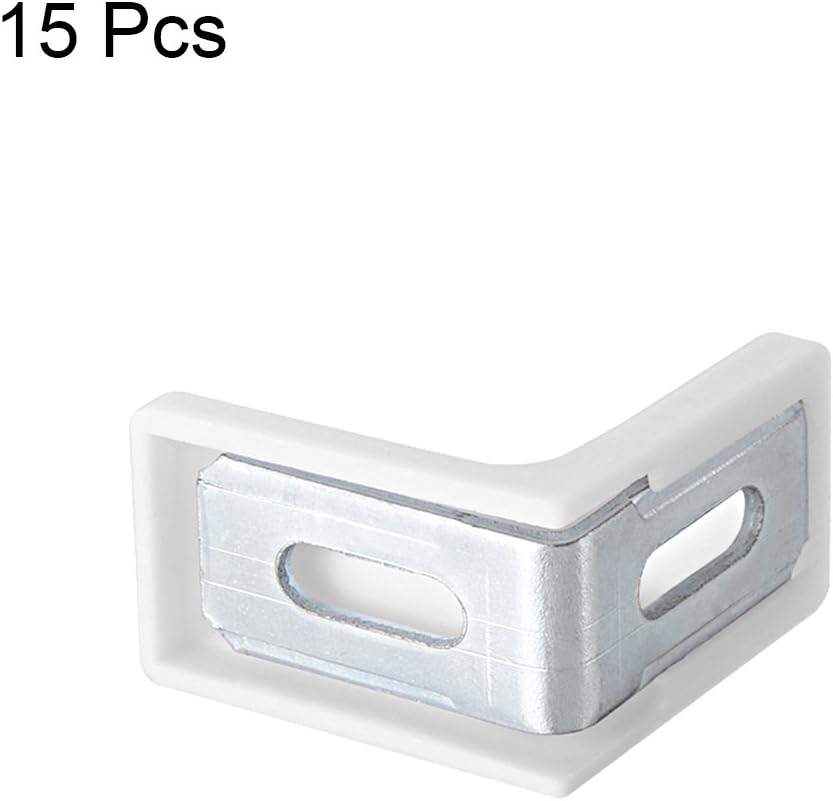 sourcing map 29mmx29mmx18mm Metal Plastic L Shaped Angle Bracket Shelf Corner Brace White, Pack of 15, 29mmx29mm,15pcs - Image 4