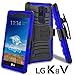 CellJoy Case Compatible with LG K8V VS500 [Ultra Rugged Hybrid] Shockproof Bumper [Heavy Duty] ProtectionKickstand [Locking Swivel Belt Clip Holster Combo] (Blue)