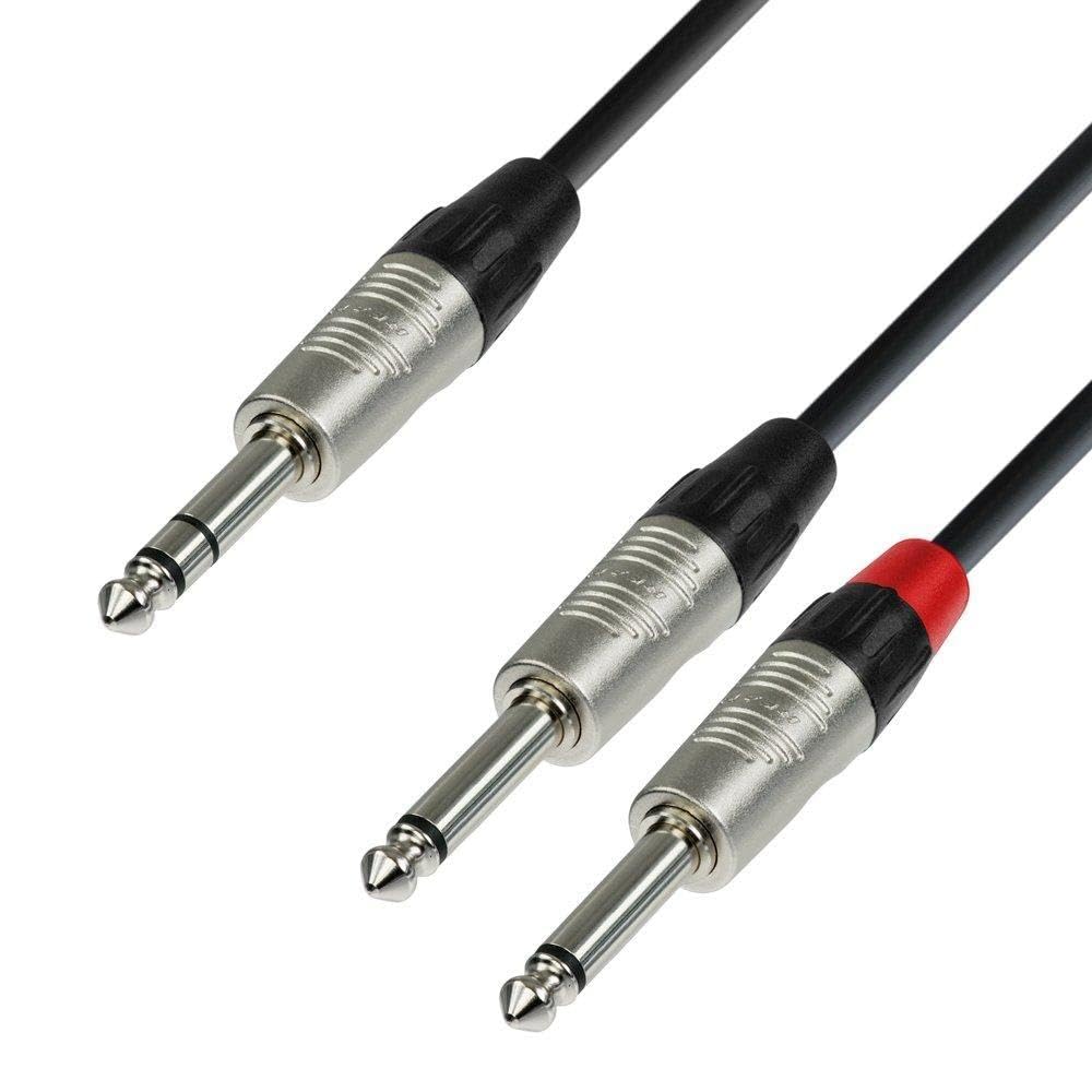 Adam Hall 4 Star Series 1.5m Rean 6.3mm Jack Stereo to 2x 6.3 Jack Mono Audio Cable
