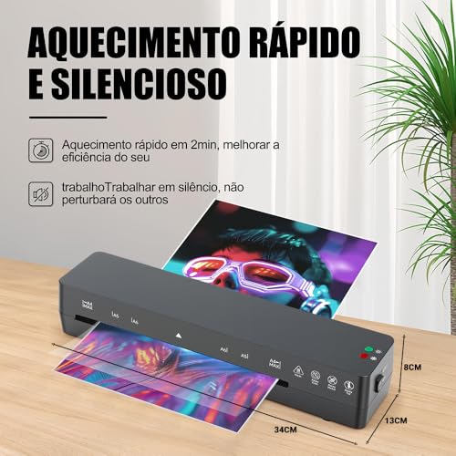 Plastificadora, 110V/220V Plastificadora A4 A5 A6 A7 R3 R2, Laminadora, 34 * 13 * 8CM Laminadora, 115°~145° Laminação A Quente E A Frio