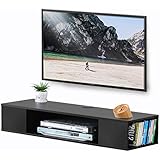 FITUEYES Black Wall Mounted Media Console Floating TV Stand Component Shelf DS210003WB