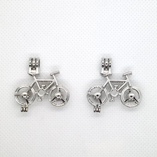 12pcs Mixed Horse Bicycle Motorcycle Transportation Rhodium Plated Hollow Pendants Pearl Bead Cage Pendant Essential Oil Scent Diffuser Pendant Necklace Jewelry Making Supplies (Style5)