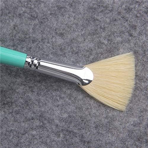 Ladybug Shine - 6pcs/Set Fresh Blue Rod Pig Bristle Fish Tail Fan shap Oil Paint Brush Art