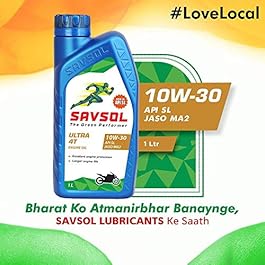 Savsol Ultra 4T 10W-30 API SL JASO MA2 Engine Oil for Four-Stroke High Performance Bikes. (1 LTR)