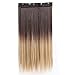S-noilite Dip Dye Clip in Hair Extensions Ombre Two Color Long Thick Curly Wavy Straight 3/4 Full Head Synthetic Hairpiece Japanese Kanekalon Fiber Trendy Fashion (Dark Brown to Ash Blonde)