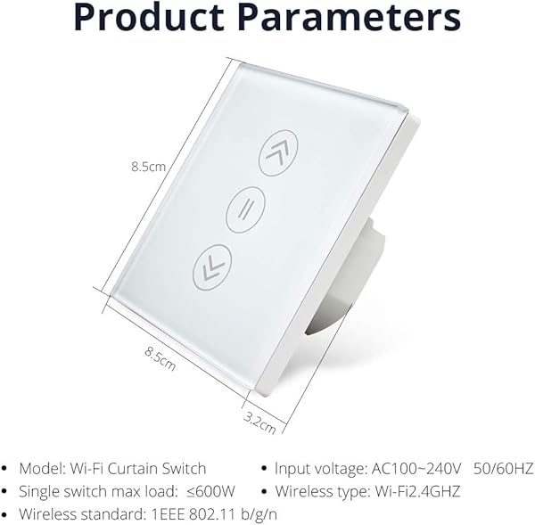 Yagusmart Interruptor Elctrico Elegante de las Persianas de WiFiSe requiere cable neutroCompatible con Alexa y Google HomeControl de APP y Funcin de Temporizador
