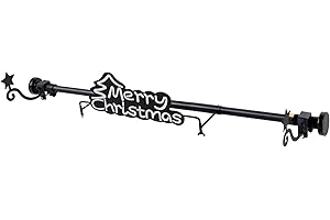 ATDAWN Christmas Front Door Garland Hanger, Merry Christmas Garland Holder, Black Iron Rectangular Hanger, Adjustable Width 34-48 Inches, No Nails or Screws