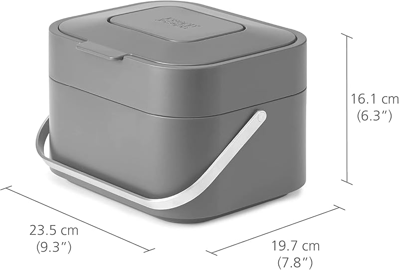Stack 4 Pattumiera da Cucina per Rifiuti Organici e Compost con Filtro Anti-Odore, 4 Litri, Grafite