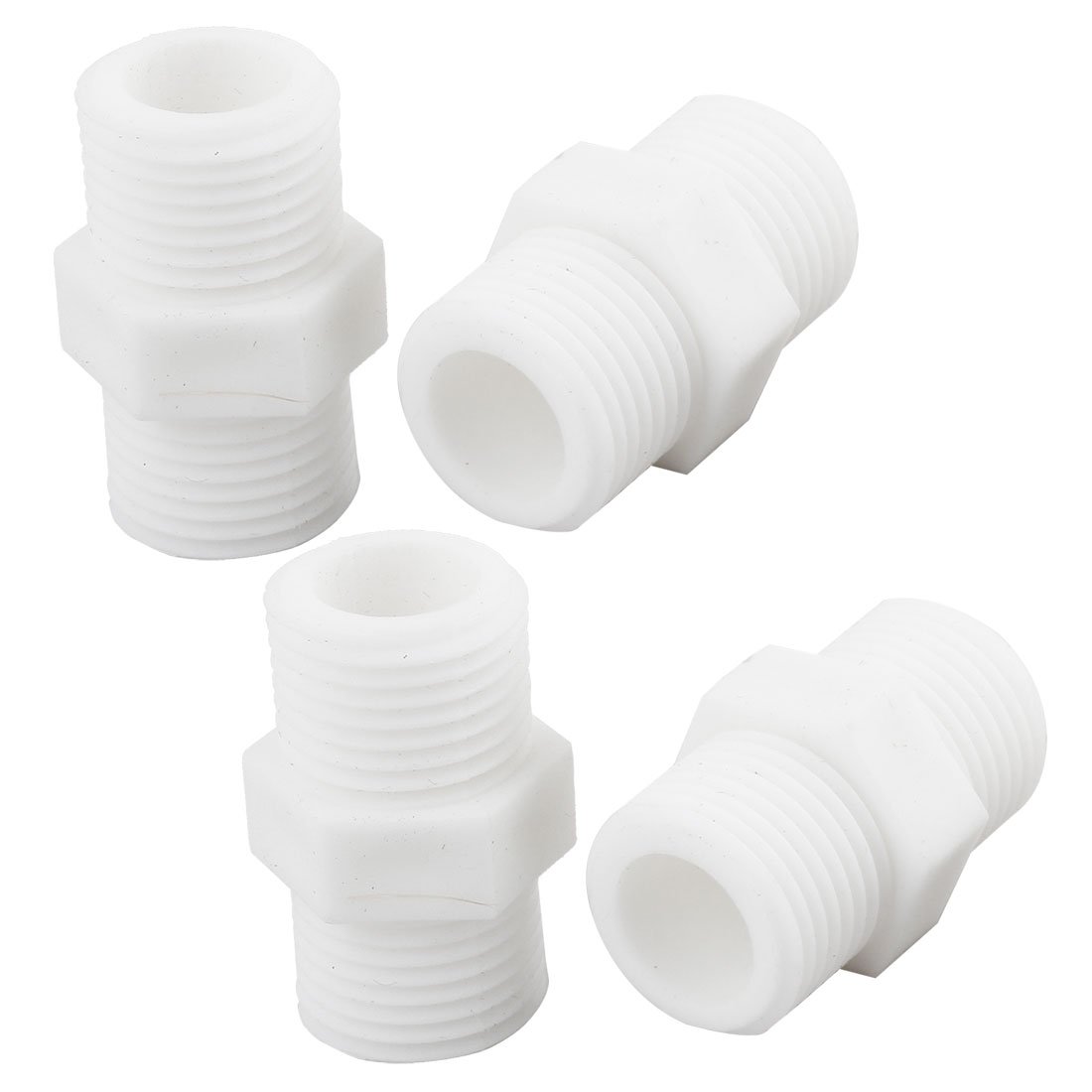 Sourcingmap 4 Pcs Plastic Piping Hose Fitting Straight Connector 1/2PT to 1/2PT