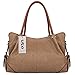 UTO Women Purse 3 Pieces Handbag Set PU Leather Tote Bag Satchel Shoulder Bags with Wristlet Wallet Mud Color