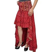 Mogul Interior Womens Skirt Recycled Sari Hi Low Ruffle Ruched Skirts