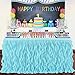 leegleri Tulle Curly Willow Table Skirt Ruffle Tutu Table Skirt for Rectangle Table or Round Table,Mermaid Table Skirt for Baby Shower,Birthday Party (Aqua,L 9(ft)*H 30in)