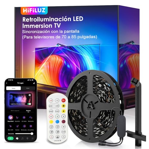 Tira Led TV Con Cámara, 16.5ft/5M TV Tira LED, Luces Led RGB Adaptan Televisor de 40 a 85 Pulgadas, para Juego y Entretenimiento Doméstico, Remoto+Control de App TV Backlight,Trabaja con Android y iOS