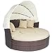 Best Choice Products Retractable Canopy Wicker Daybed for Outdoor - Beige