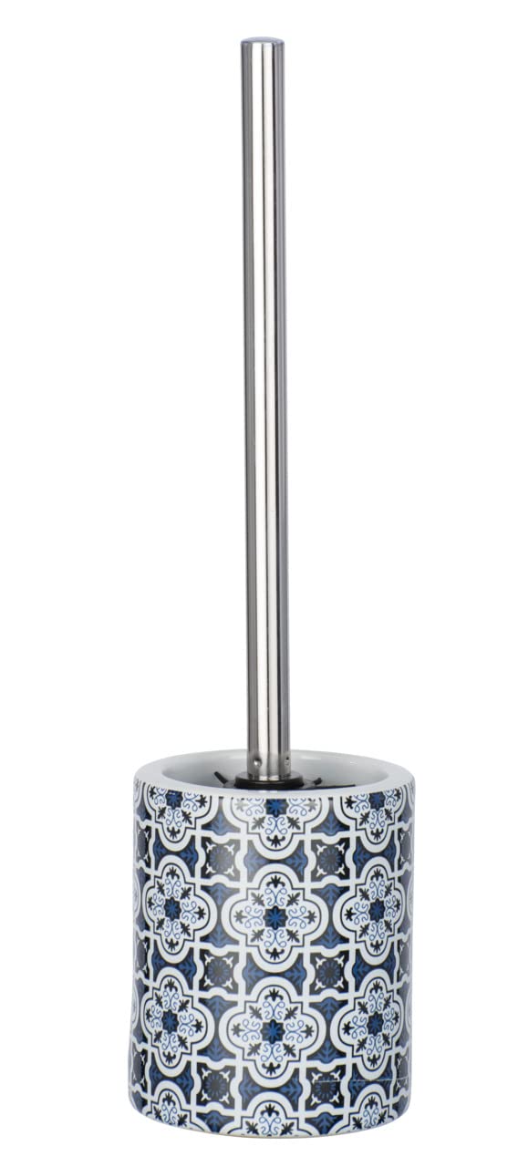 WENKO 23203100 Toilet brush Murcia - Toilet brush holder, Ceramic, 10 x 39 x 10 cm, Blue