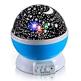 WEDNA Novelty 360 Rotating Galaxy Night Light, Romantic Cosmos Star Moon Sky Projector, Idea Bedroom Lamp for Children and Baby (Blue)