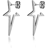 Spike Star Stud Earrings for Women Men 316L Stainless Steel Pentagram Earrings