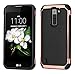 Kaleidio Case Compatible for LG Escape 3 K373 / Treasure 4G LTE L51AL / L52VL Case, [Impact Shield] Hybrid Shockproof Protective Heavy Duty 2pcs Cover [Black/Rose Gold Leather Texture]