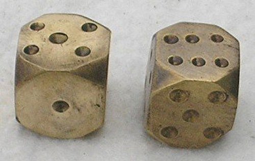 Solid Brass Pair Dice Antique Finish