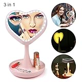 Makeup Mirror with Light, ProCIV Heart Shaped Vanity Cosmetic LED Mirror High-definition Creative Table Lamp, 7- Color Changing Night Light For Bedroom & Home Decoration