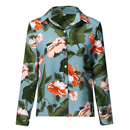 image for GHrcvdhw Women's Casual Bohemian Print Cotton Slutty Lapel Long-Sleeve