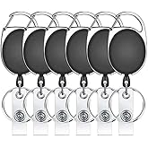 12 Pcs Badge Reels Retractable Bulk ID Badge Holders Lanyards with Carabiner Reel Clip for Keys, Retractable Key Chains for Key Name Card Holder