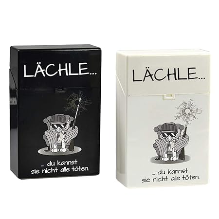 creativgravur Click Zigaretten Box - Oskar als Mafiosi - Lächle, du kannst sie nicht alle töten, Farbe:Weiß