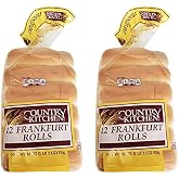 Country Kitchen Frankfurter Rolls for Hot Dogs or Maine Lobster - Pack of 12 or 24 Count
