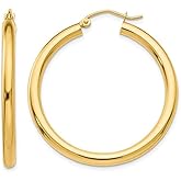 Medium Hoop Earrings in 14K Yellow Gold 1 1/4 Inch (3.00 mm)