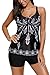 Chase Secret Womens Spaghetti Strap Printed Padded Tank Top Tankini Set with Shorts X-Large Black