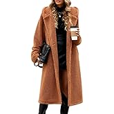 Women's Winter Sherpa Fur Coat - Warm Hooded Faux Fur Cardigan Coat with Pockets and Buttons for Everyday Wear and Traveling