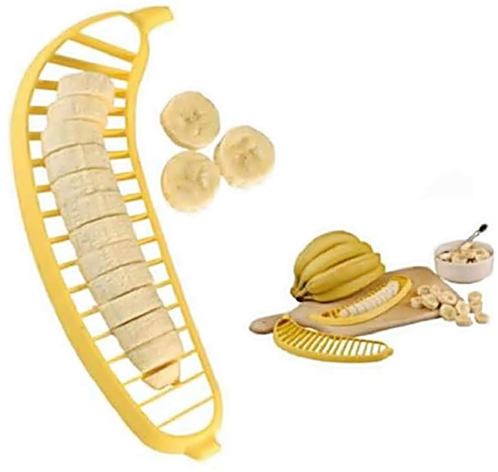 KIRALOVE Banana slicer - Size - Fruit cutter - Slicer - Plastic - Banana - Fruit - Cutter - Slices - Kitchen - Fruit - Random Color - Home - Accessories